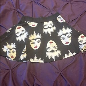 Disney Black and White Skater Skirt with Evil Queen Faces